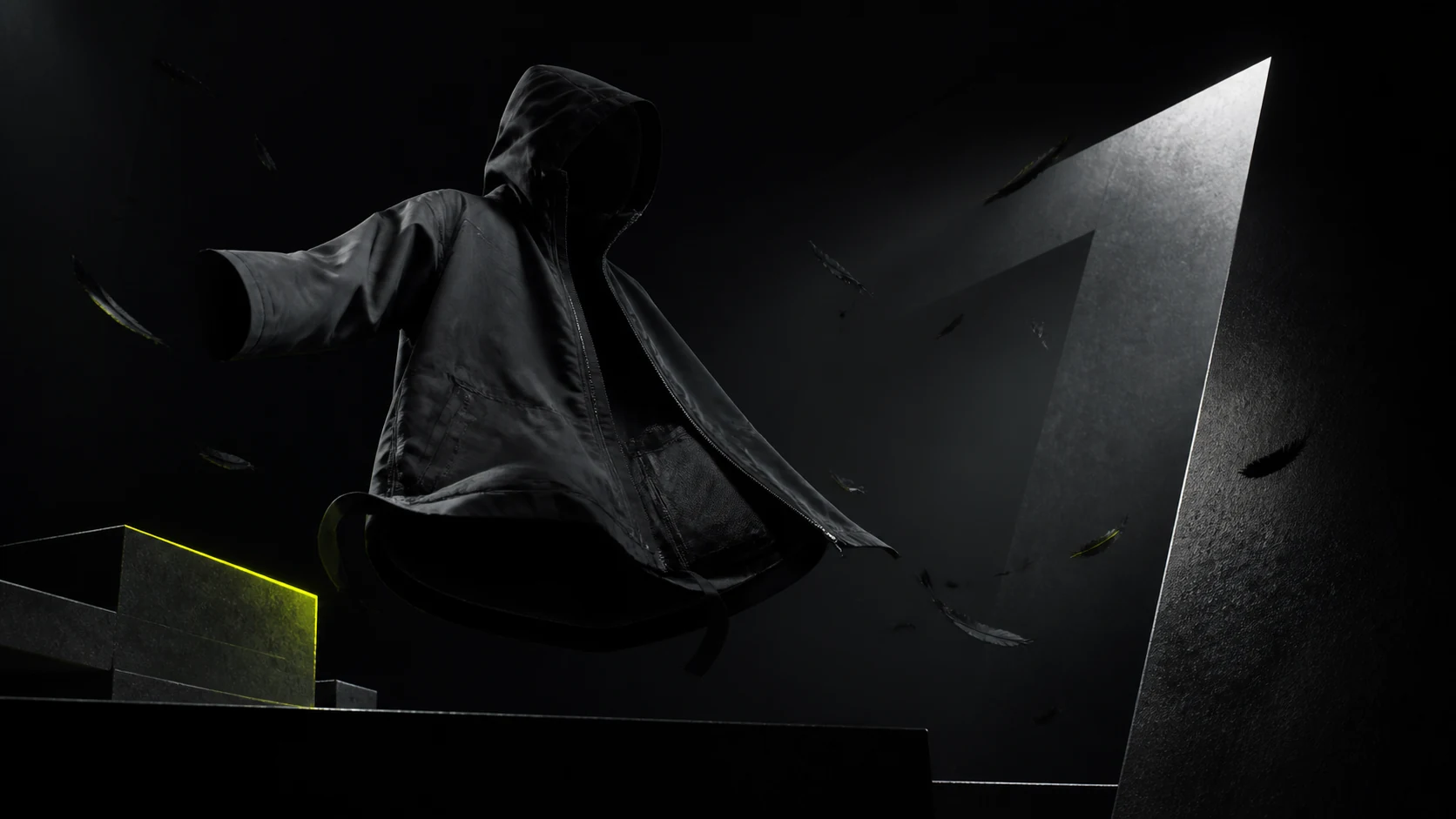 Sculptural black streetwear jacket representing Ash Krow